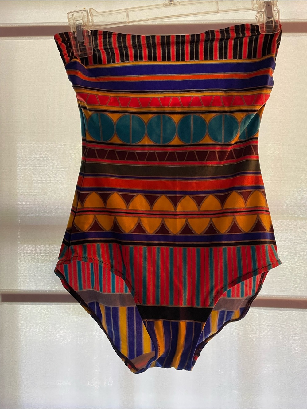 Gottex Multicolor Geometric Stripe One-Piece Swimsuit - Red, Blue, Yellow, Teal